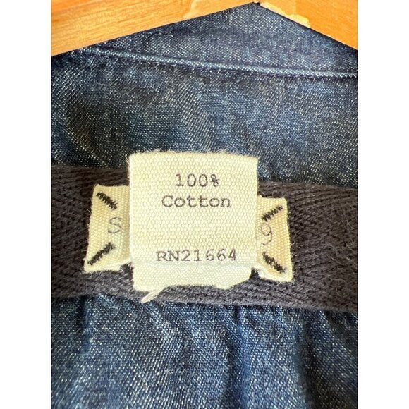 SHIRT 469 Women Size 14 Blue Denim Shirt Button Down Convert Roll Tab 3/4 or L/S - Picture 12 of 12